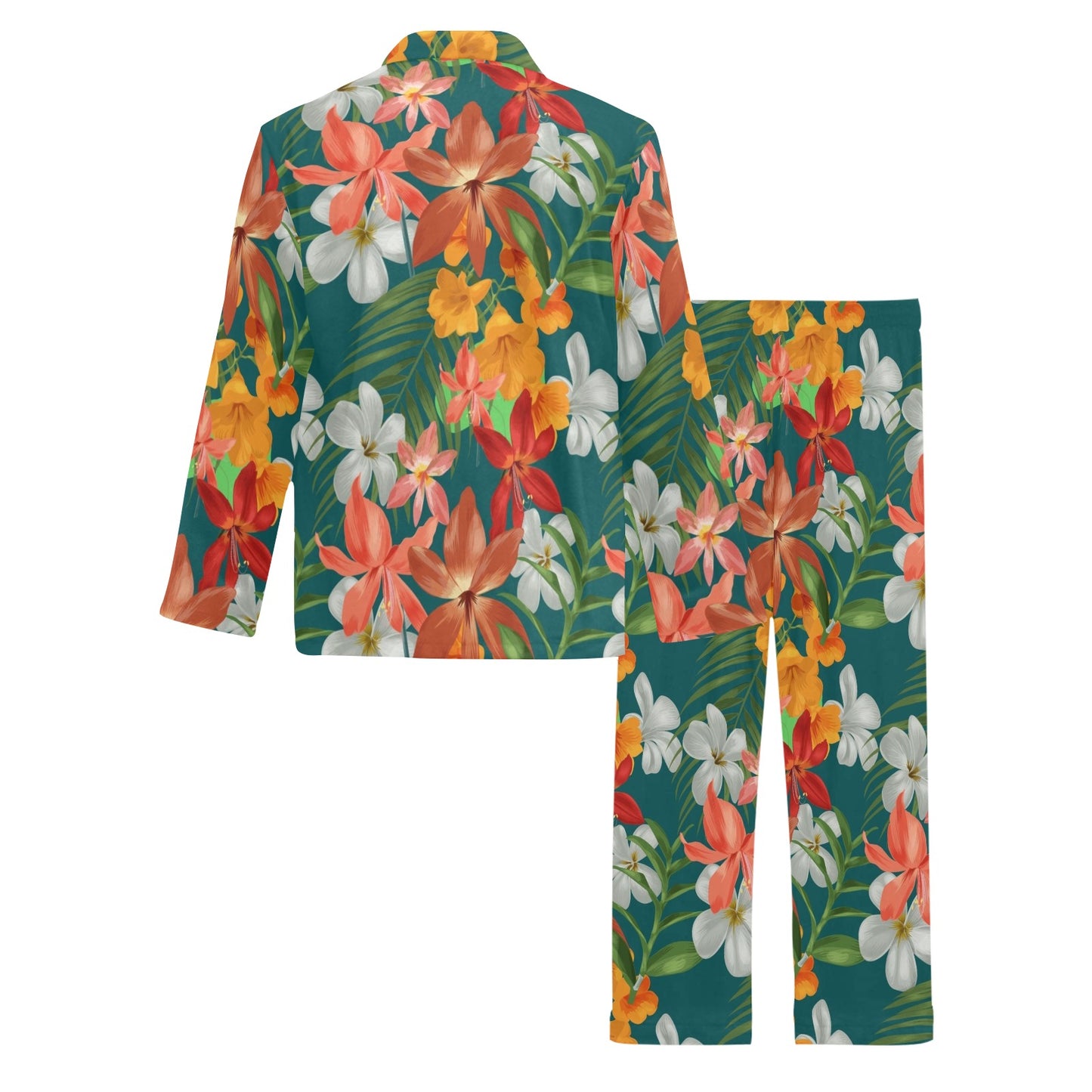 Amaryllis Pattern Print Design AL06 Men's Long Pajama Set