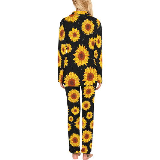 Sunflower Pattern Print Design SF09 Women's Long Pajama Set