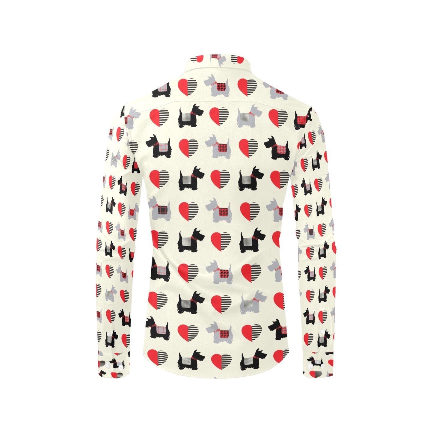 Scottish Terriers Print Design LKS3010 Men's Long Sleeve Dress Shirt