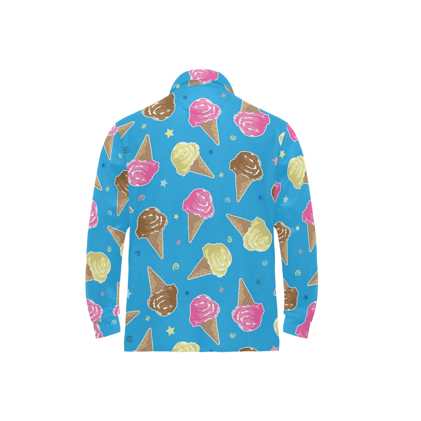 Ice Cream Pattern Print Design 01 Long Sleeve Polo Shirt For Men's