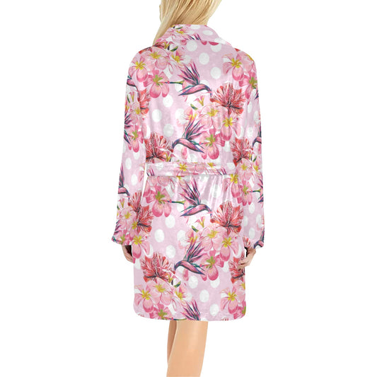 Bird Of Paradise Pattern Print Design BOP011 Women's Fleece Robe