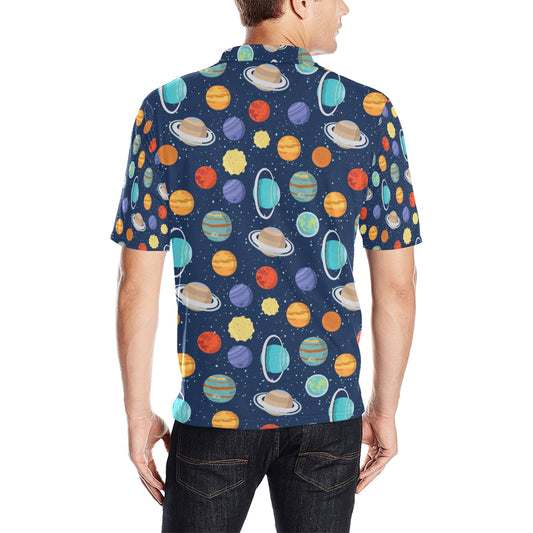 Planet With Star Print Design LKS303 Men Polo Shirt