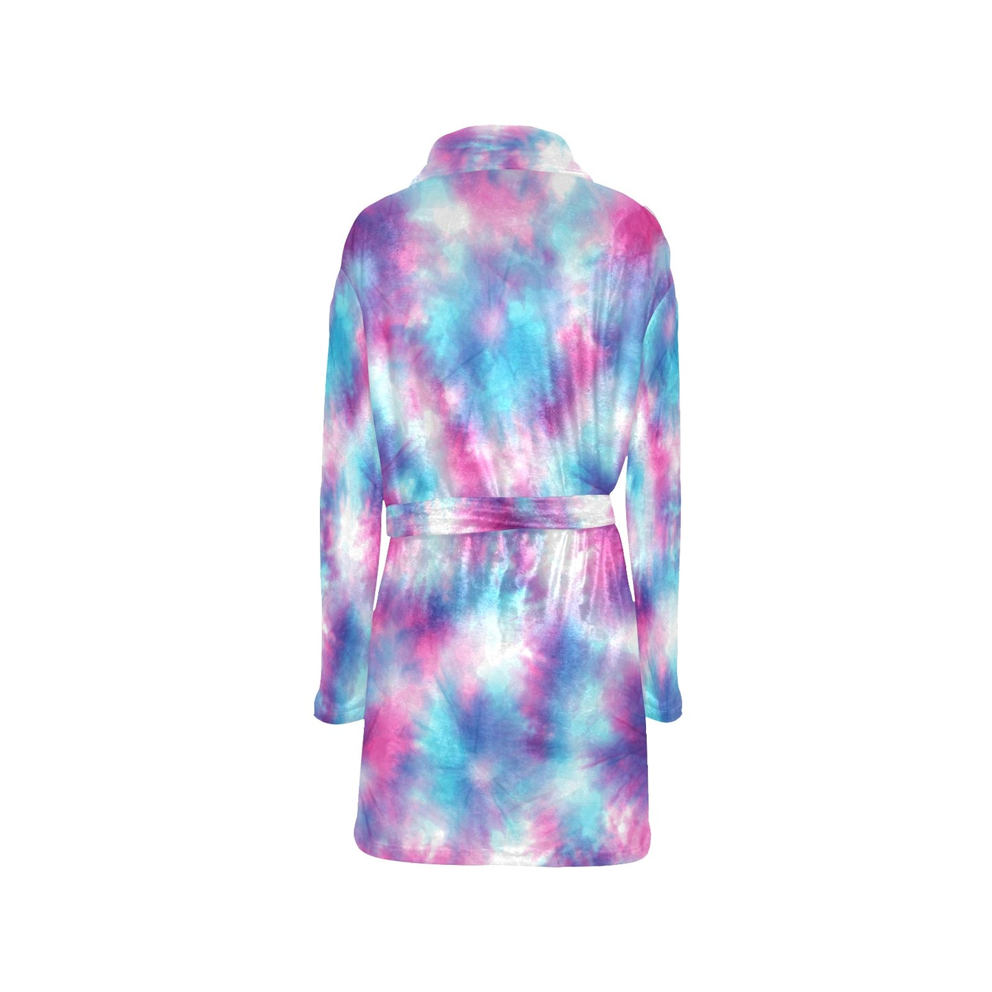Tie Dye Blue Pink Women's Fleece Robe