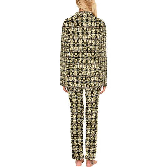 Ancient Greek Print Design LKS3014 Women's Long Pajama Set
