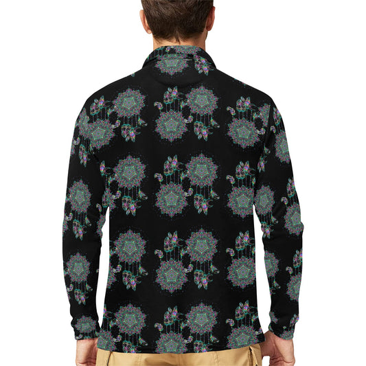 Dream Catcher Colorful Hand Draw Long Sleeve Polo Shirt For Men's