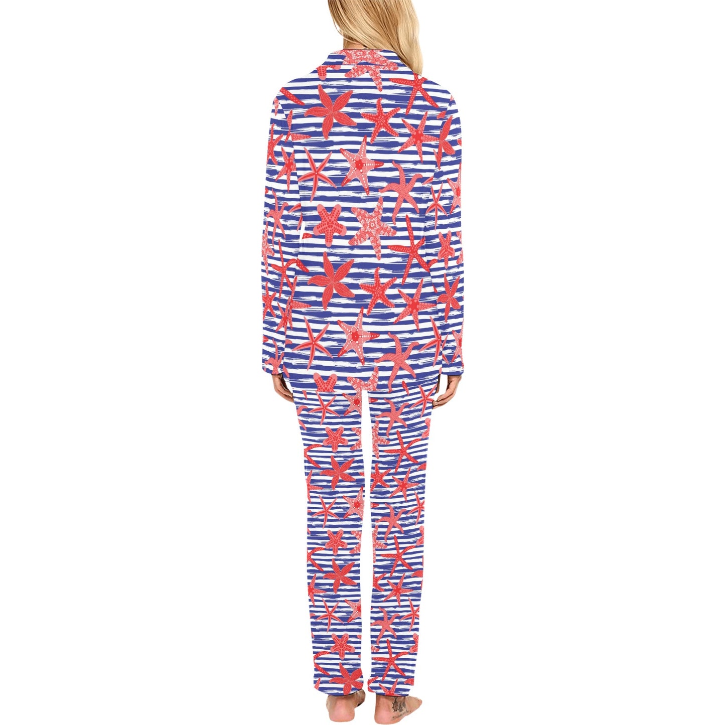 Starfish Print Design LKS401 Women's Long Pajama Set