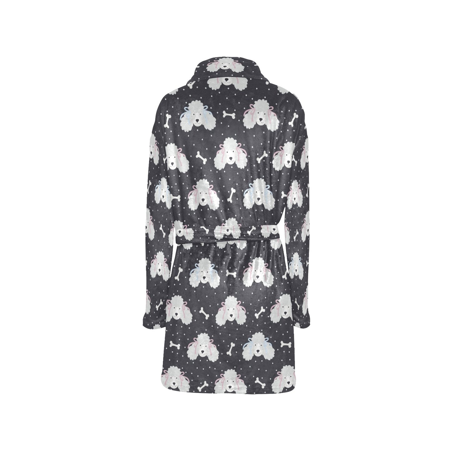 Poodle Pattern Print Design A03 Women's Fleece Robe