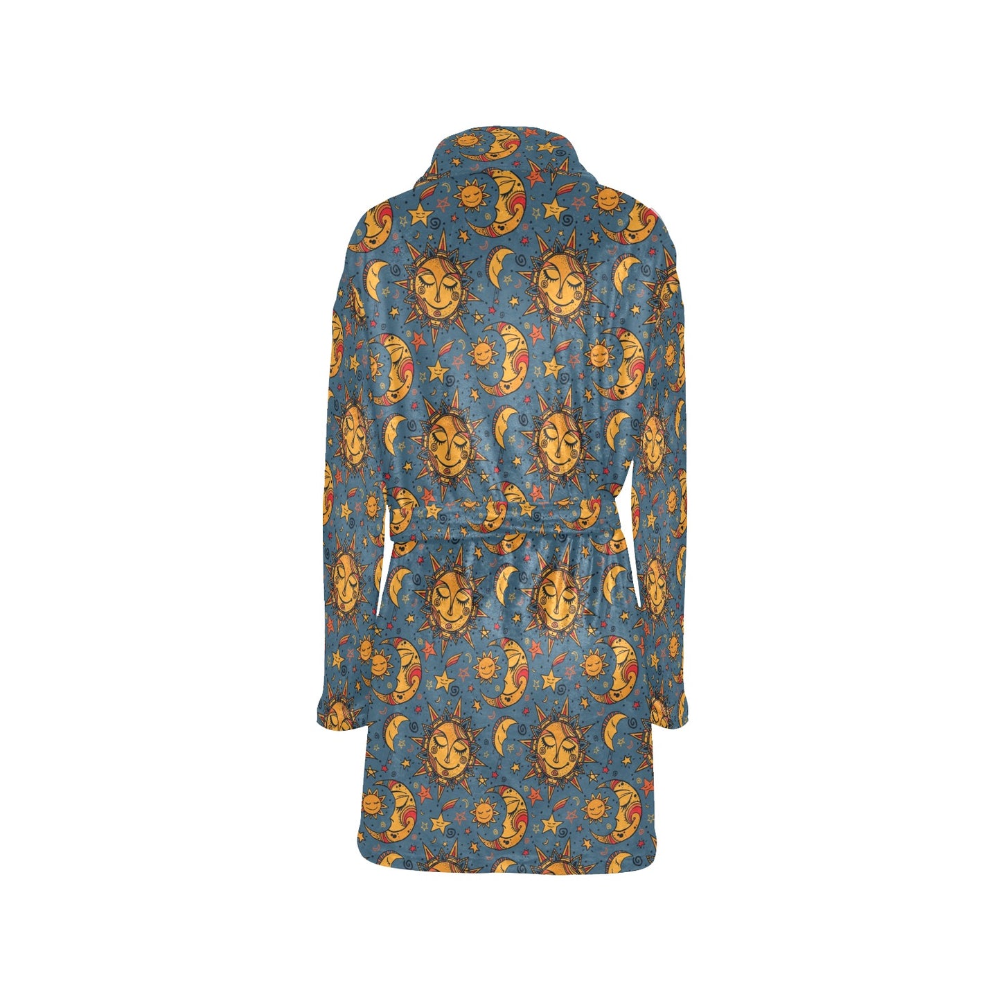 Celestial Moon Sun Pattern Print Design 02 Women's Fleece Robe