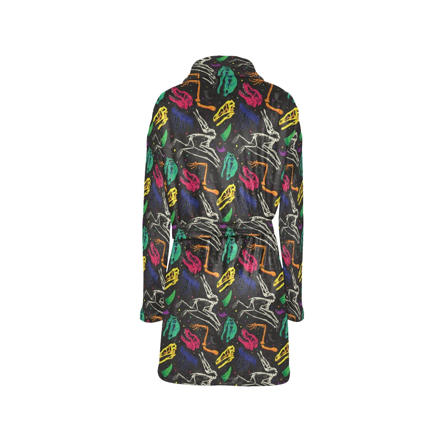 Dinosaur Skull Color Print Pattern Women's Fleece Robe