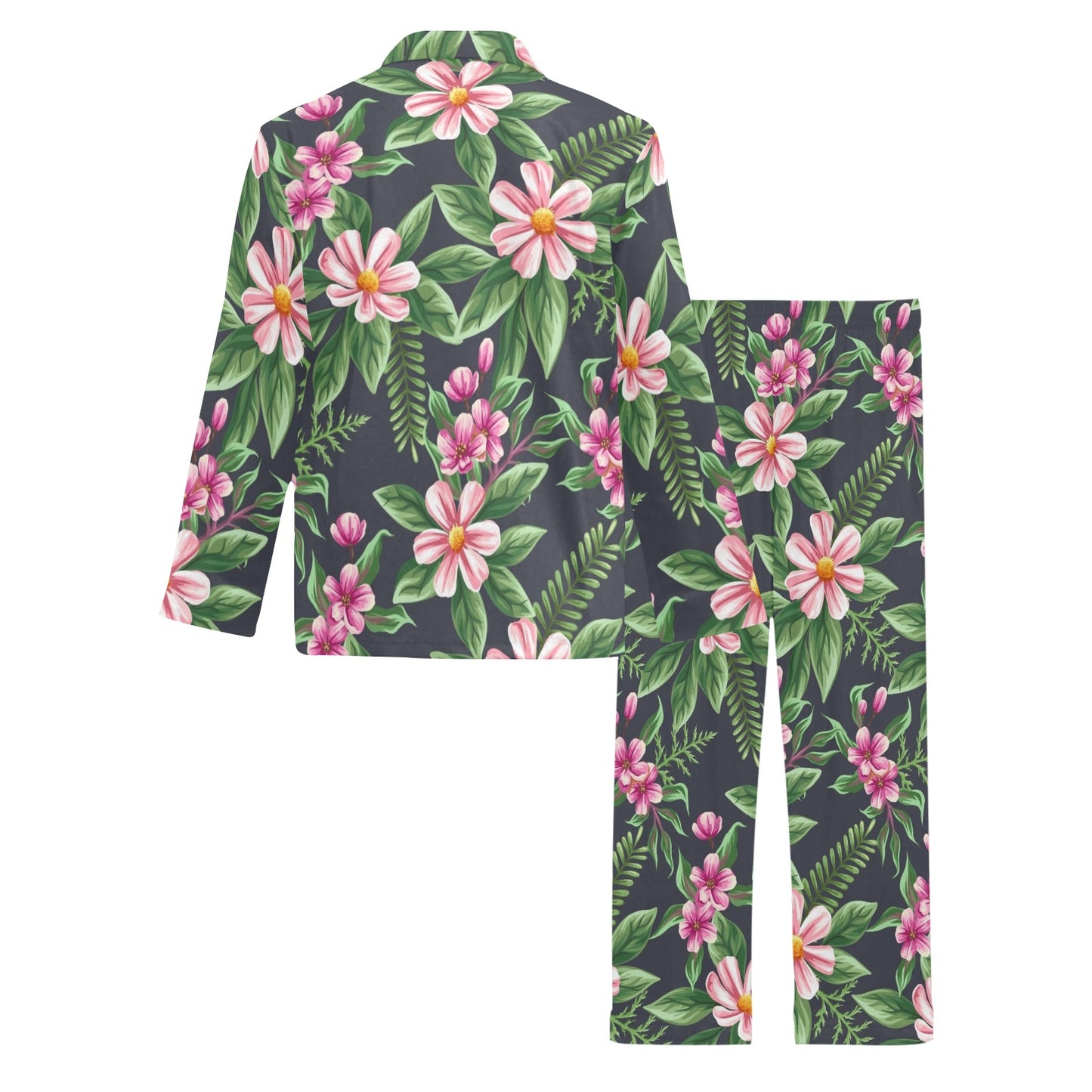 Summer Floral Pattern Print Design SF010 Men's Long Pajama Set