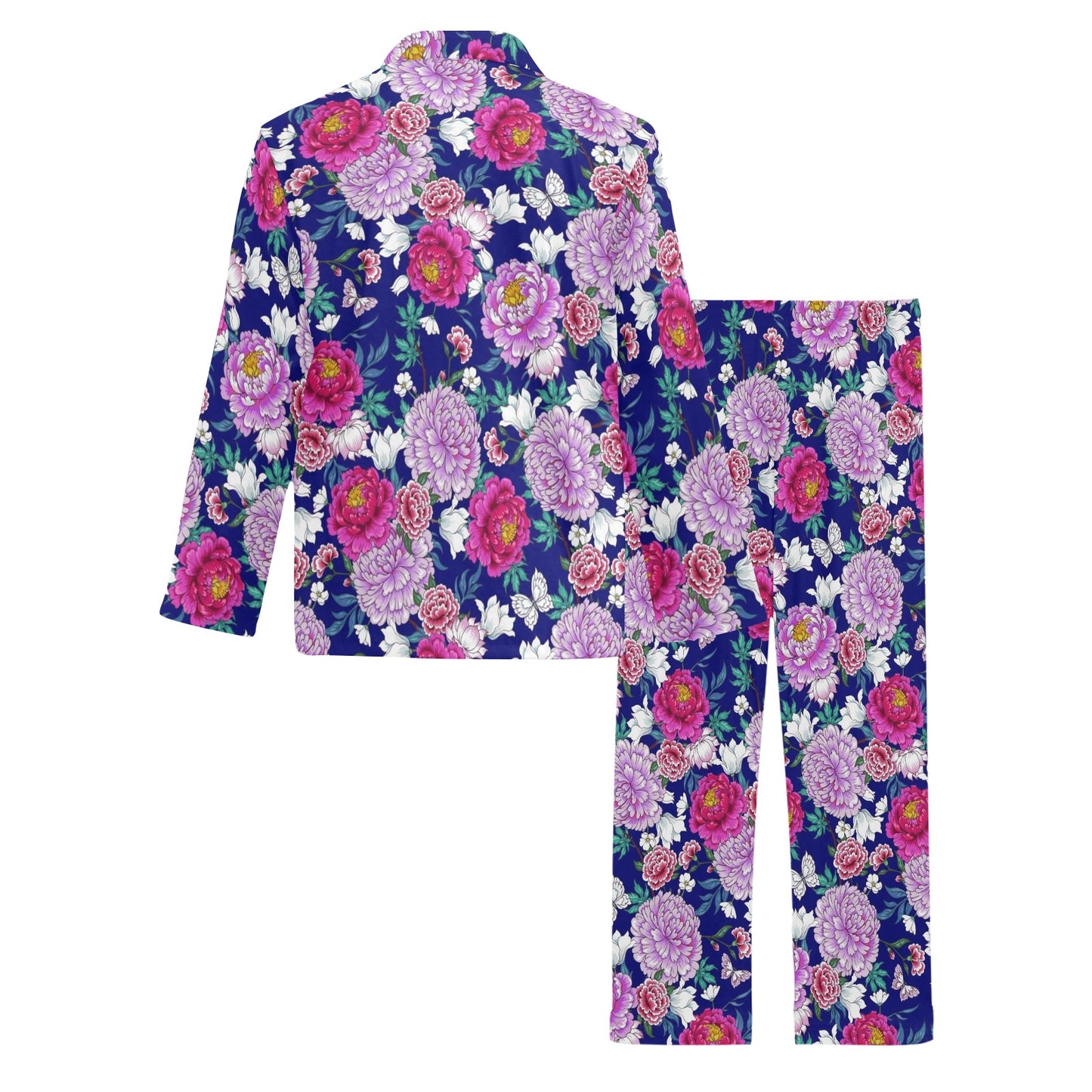 Dahlia Pattern Print Design DH013 Men's Long Pajama Set