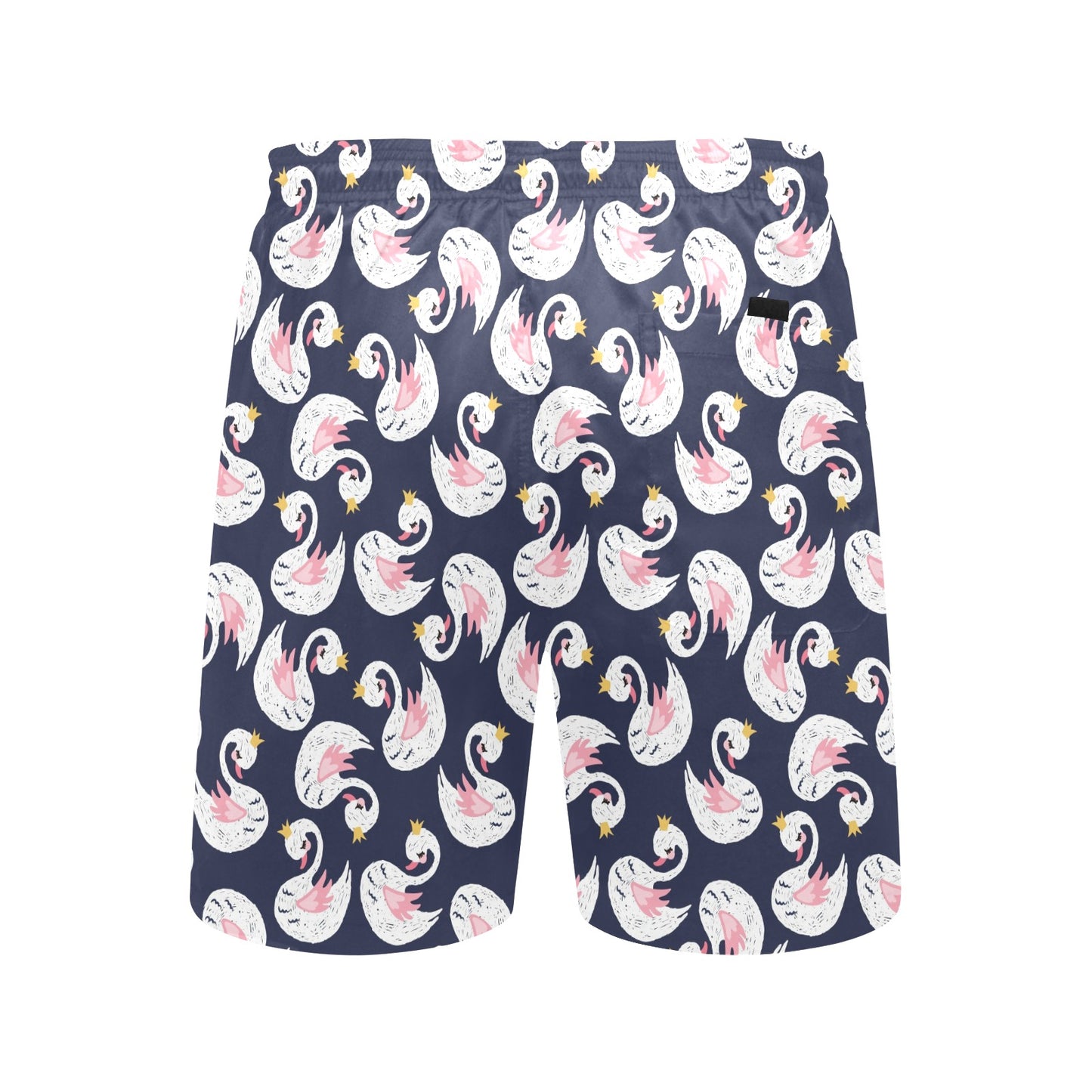 Swan Print Design LKS403 Men's Swim Trunks Beach Shorts