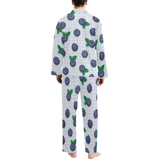 Blueberry Pattern Print Design BB02 Men's Long Pajama Set