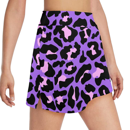 Cheetah Purple Neon Print Pattern 17" Golf & Pickleball Skort with Pockets