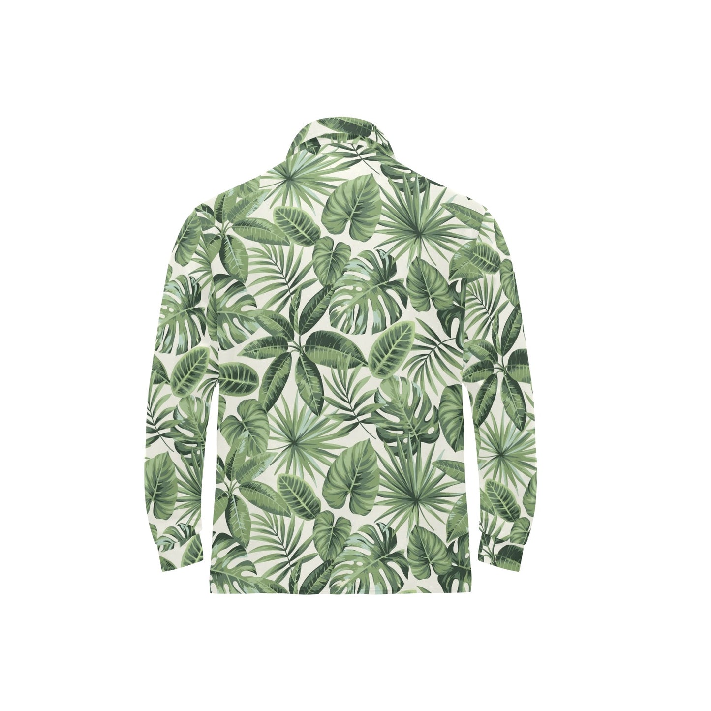 Palm Leaves Pattern Print Design PL014 Long Sleeve Polo Shirt For Men's