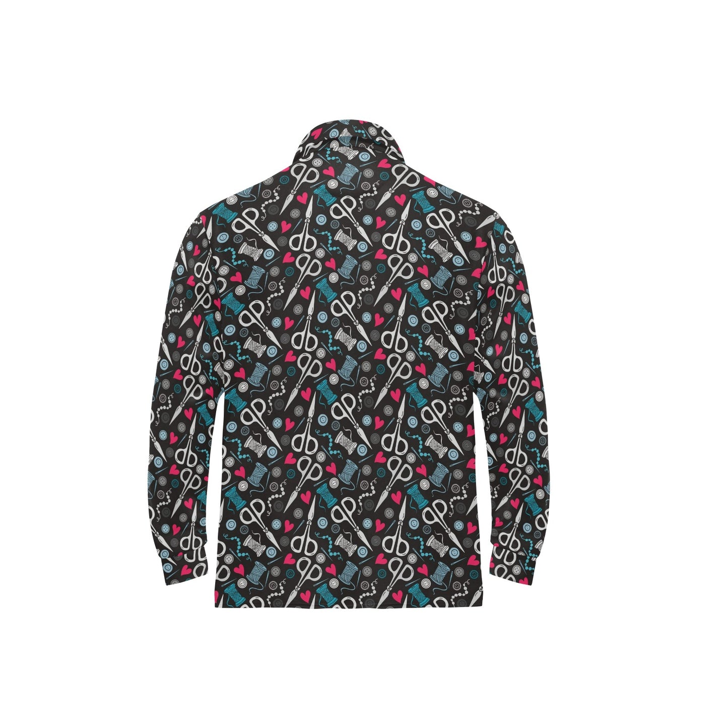 Sewing Equipment Print Design LKS305 Long Sleeve Polo Shirt For Men's