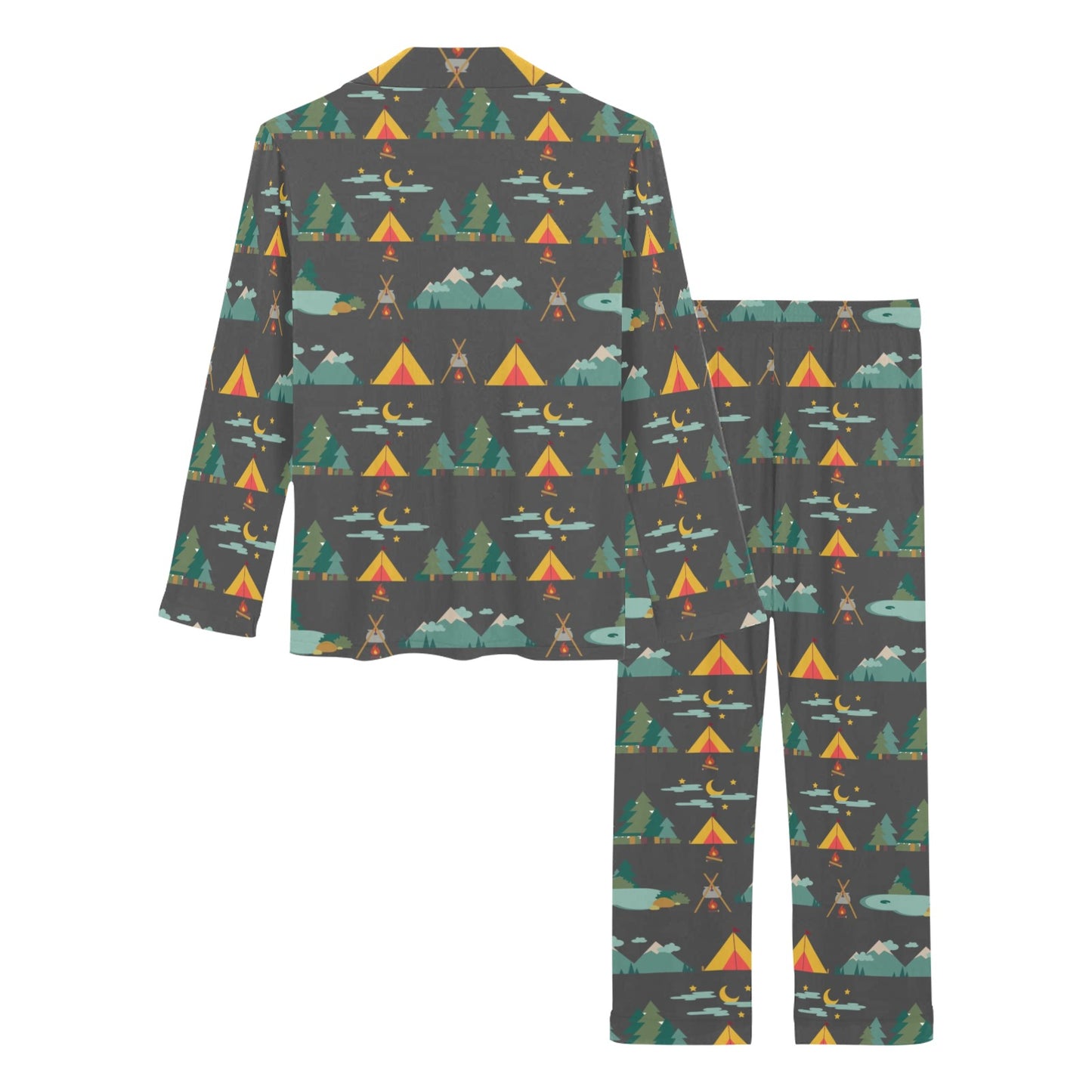 Camping Tent Pattern Print Design 03 Women's Long Pajama Set