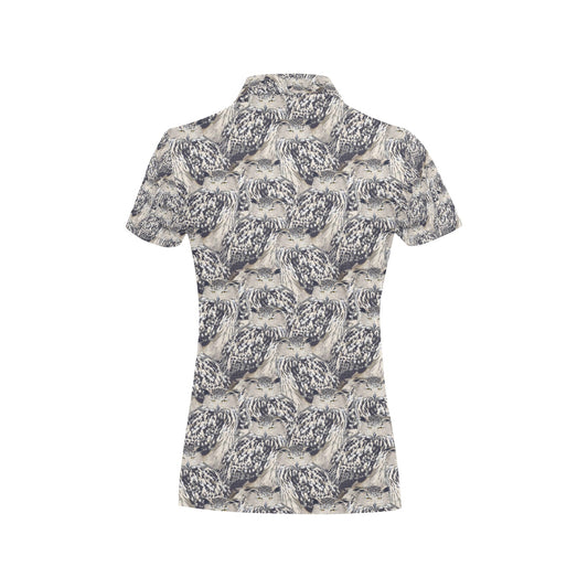 Owl Realistic Themed Design Print Women's Polo Shirt
