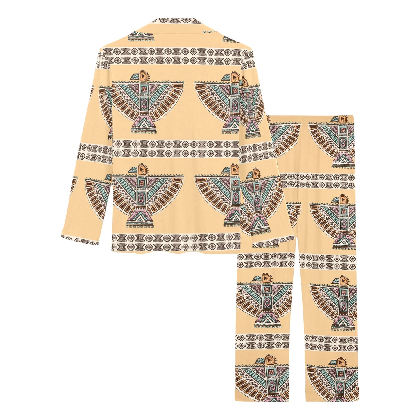 Native American Eagle Pattern Women's Long Pajama Set