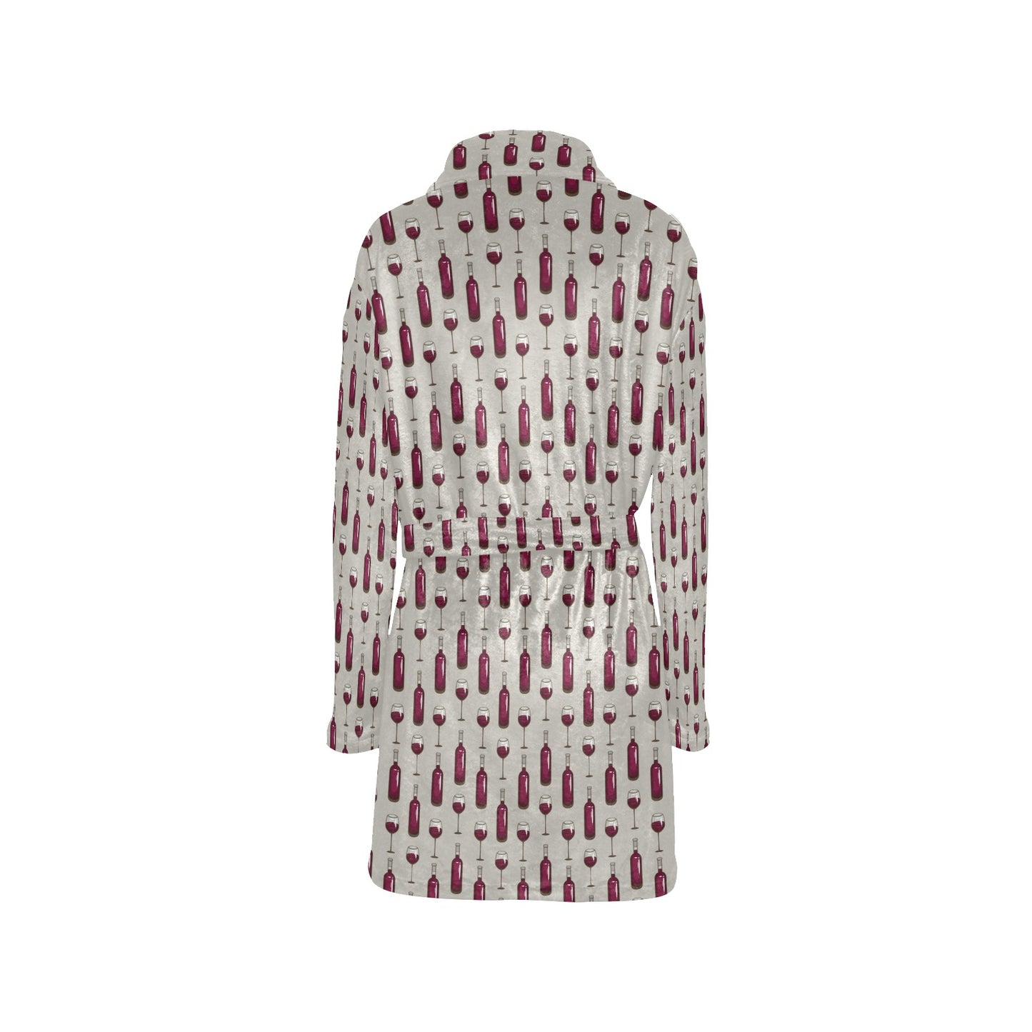 Wine Bottle Pattern Print Women's Fleece Robe