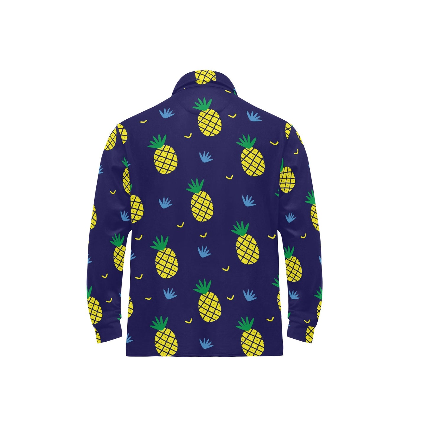 Pineapple Pattern Print Design A01 Long Sleeve Polo Shirt For Men's