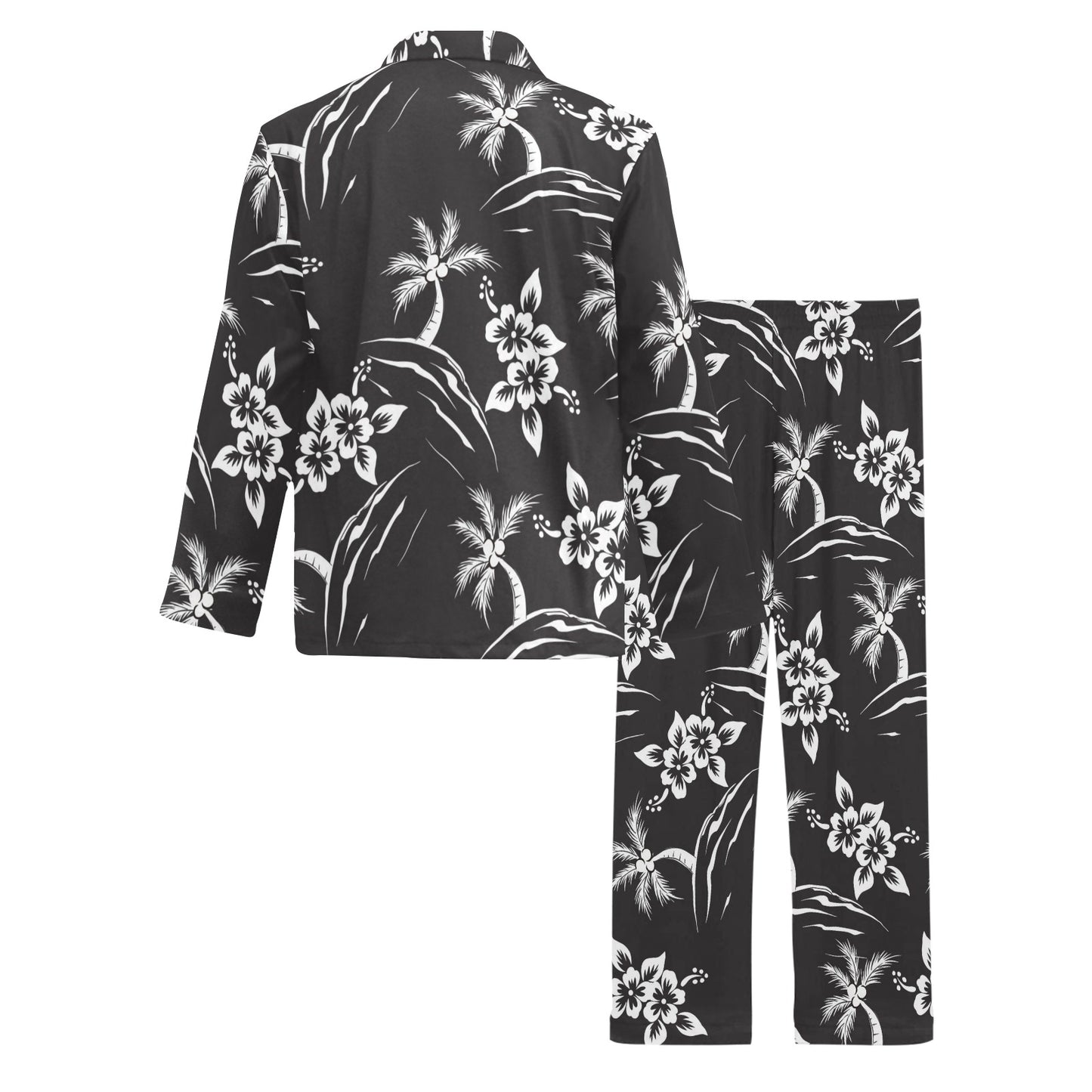 Palm Tree Pattern Print Design PT02 Men's Long Pajama Set