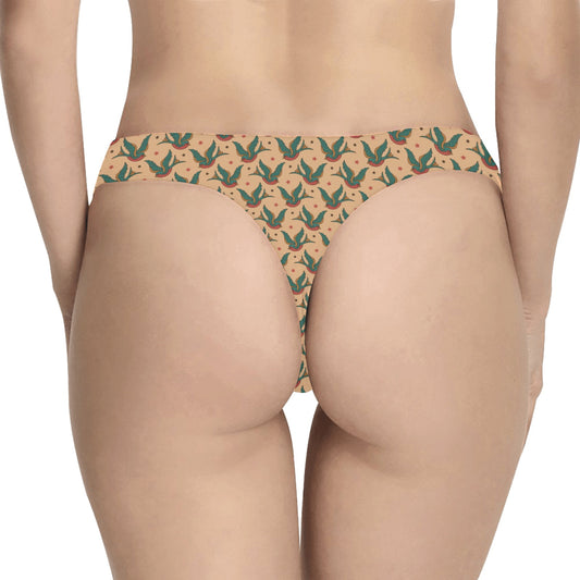Old School Tattoo Swallow Design Women's Thongs