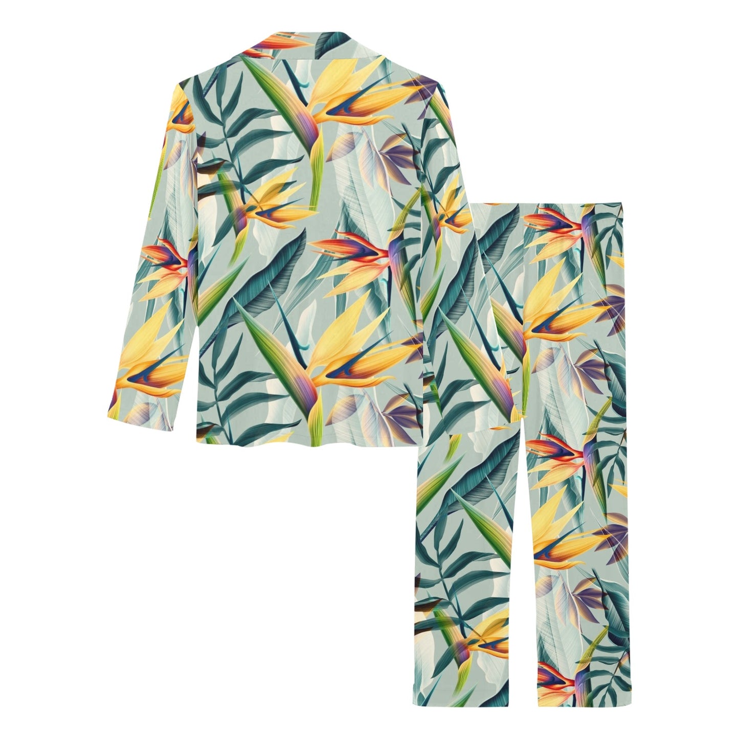 Tropical Flower Pattern Print Design TF022 Women's Long Pajama Set