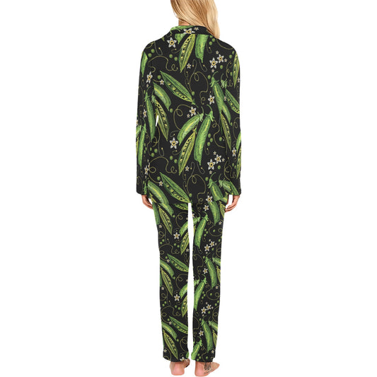 Peas Pattern Print Design A02 Women's Long Pajama Set