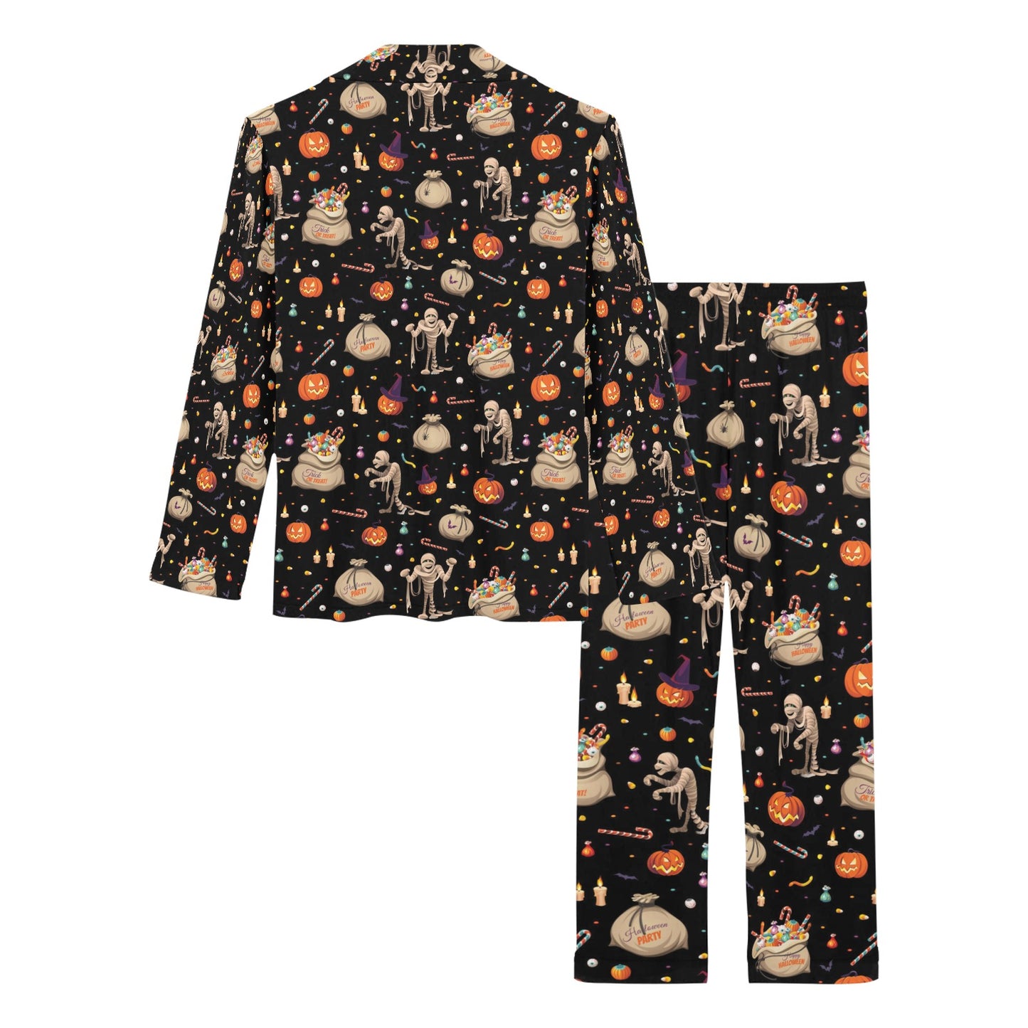 Mummy Halloween Print Design LKS303 Women's Long Pajama Set