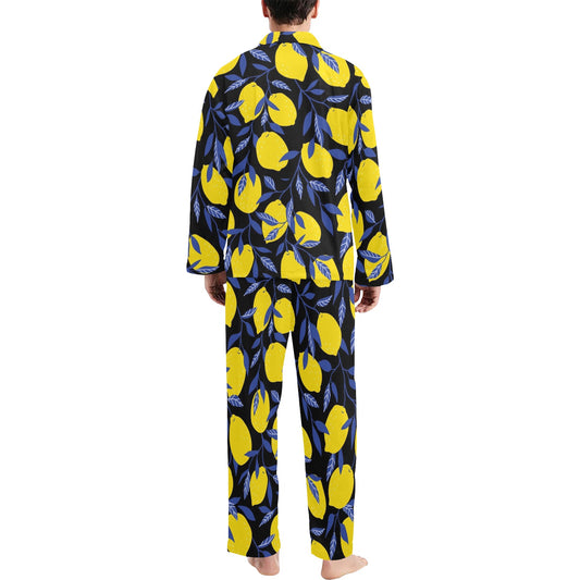 Lemon Pattern Print Design LM01 Men's Long Pajama Set