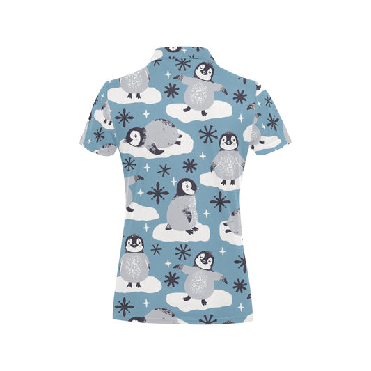 Penguin Pattern Print Design A05 Women's Polo Shirt