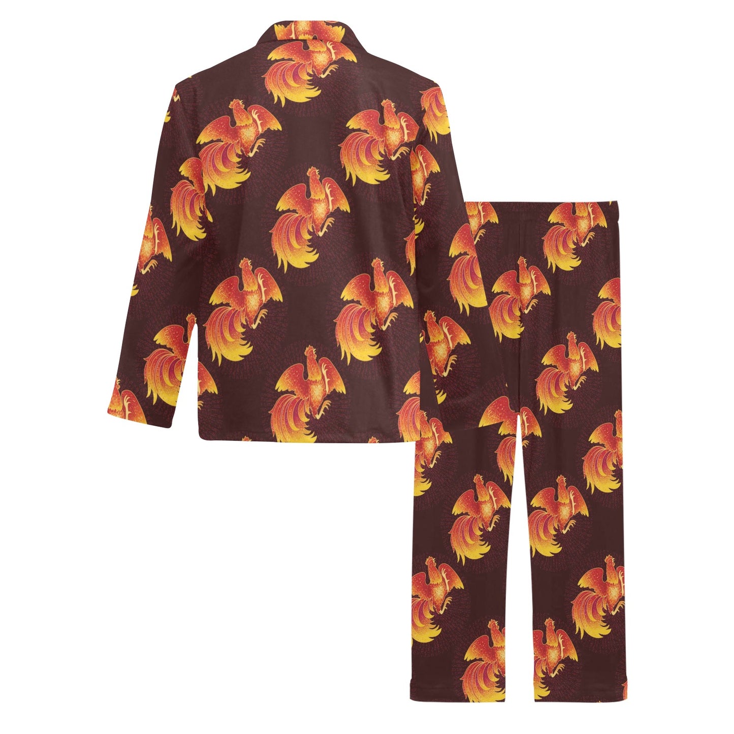 Rooster Pattern Print Design A04 Men's Long Pajama Set
