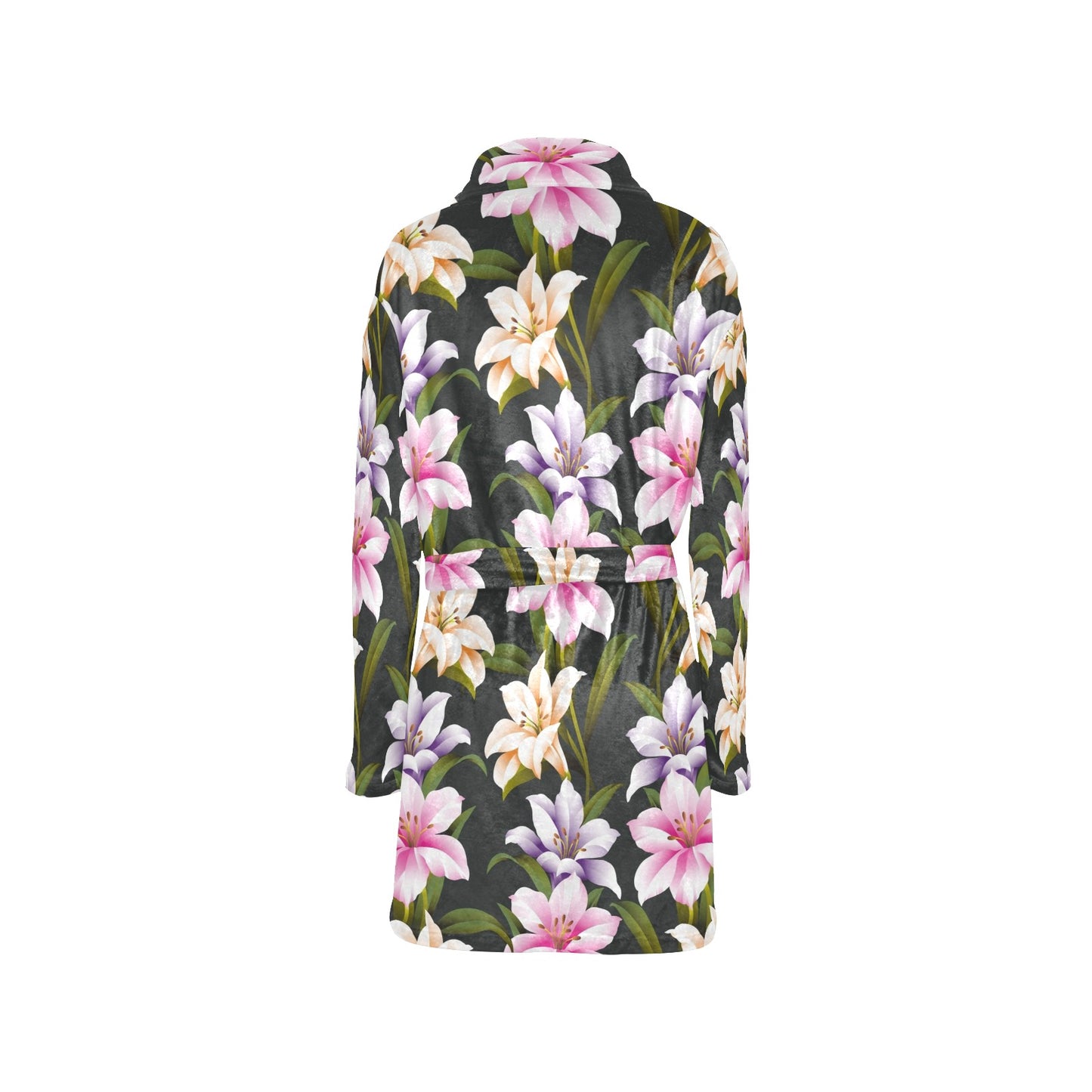 Lily Pattern Print Design LY01 Women's Fleece Robe