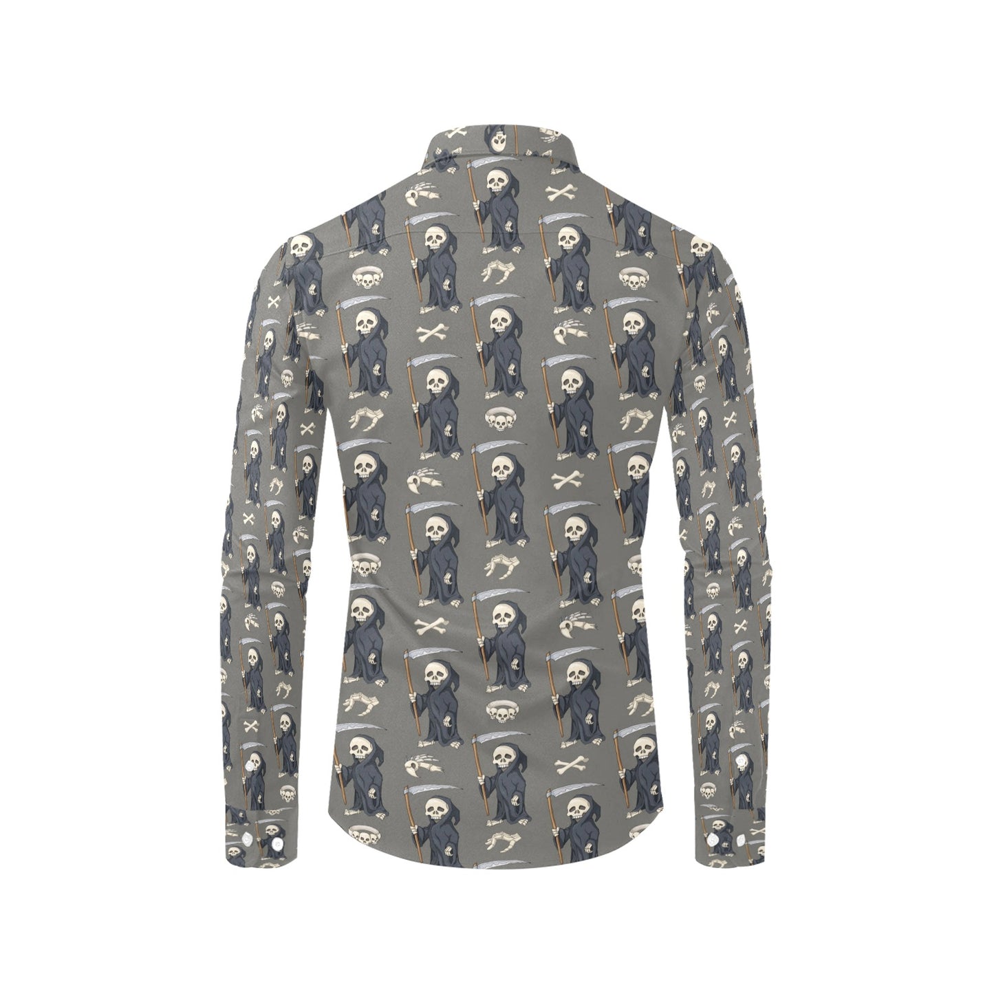 Skeleton Print Design LKS308 Men's Long Sleeve Dress Shirt