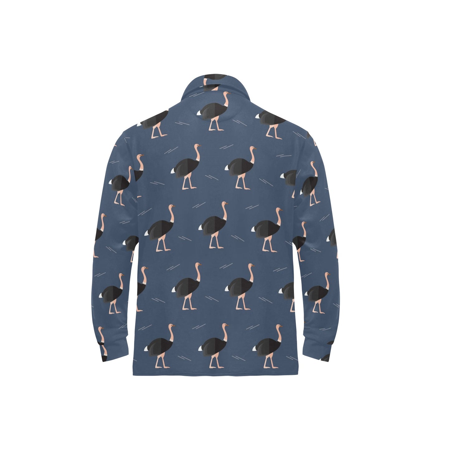 Ostrich Pattern Print Design 04 Long Sleeve Polo Shirt For Men's