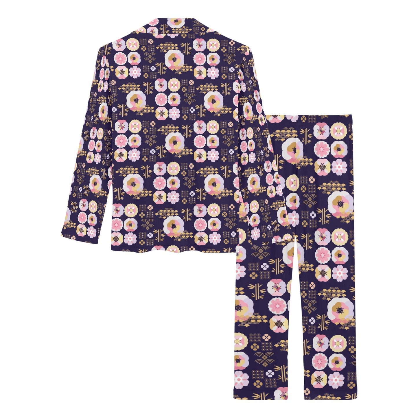 Sakura Japan Style Print Design LKS302 Women's Long Pajama Set