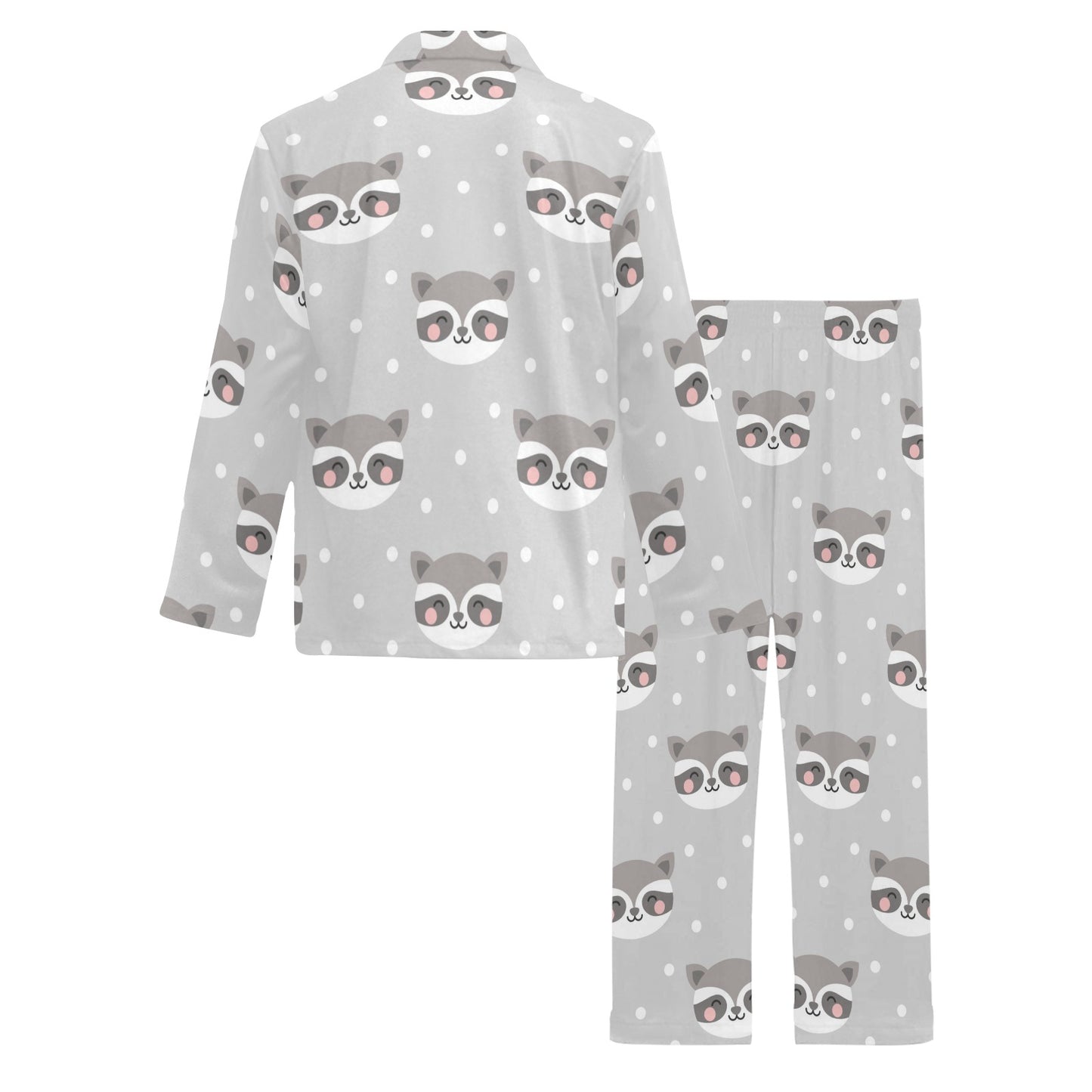 Raccoon Pattern Print Design A04 Men's Long Pajama Set