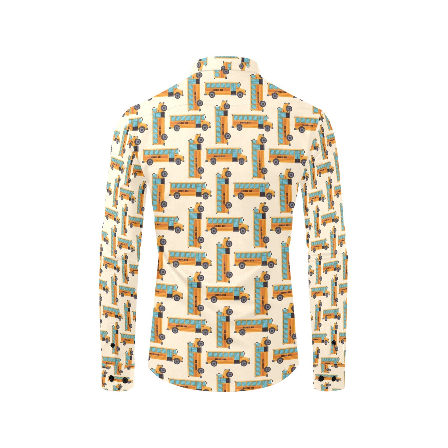 School Bus Print Design LKS305 Men's Long Sleeve Dress Shirt
