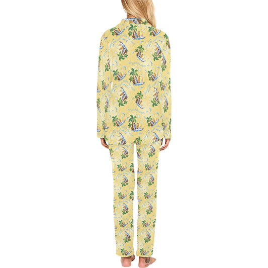 Surf Catch the Wave Design Women's Long Pajama Set