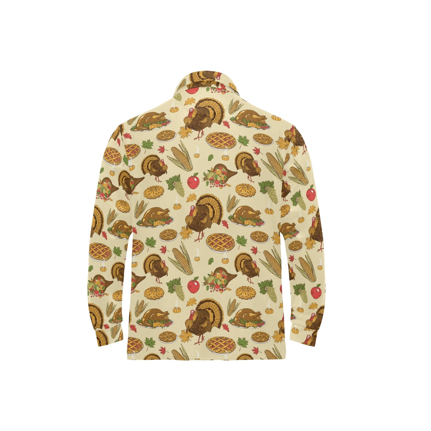 Turkey Pattern Print Design 02 Long Sleeve Polo Shirt For Men's