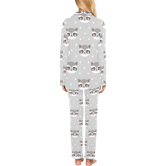 Raccoon Pattern Print Design A04 Women's Long Pajama Set