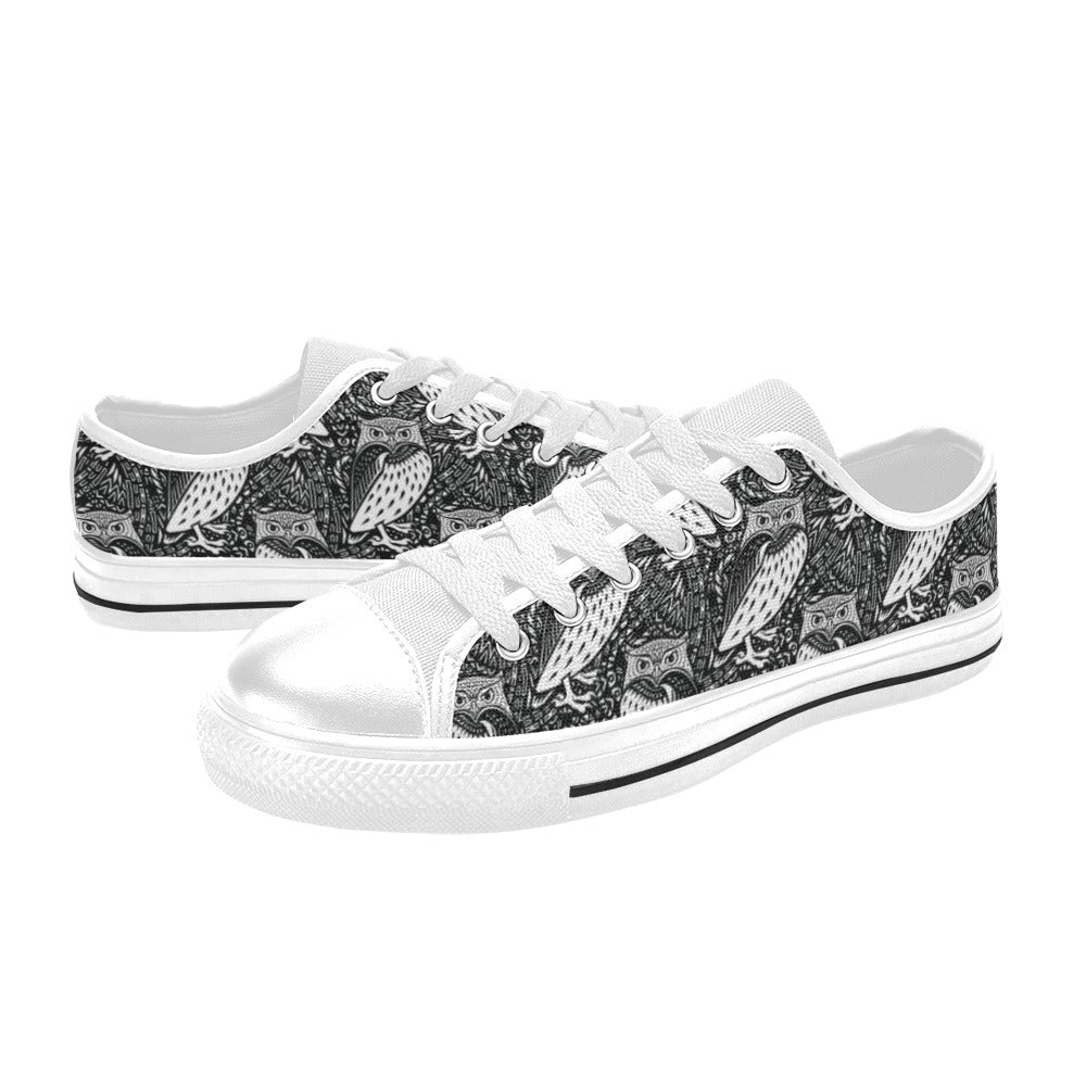 Tribal Pattern Print Design LKS308 Women's White Low Top Shoes
