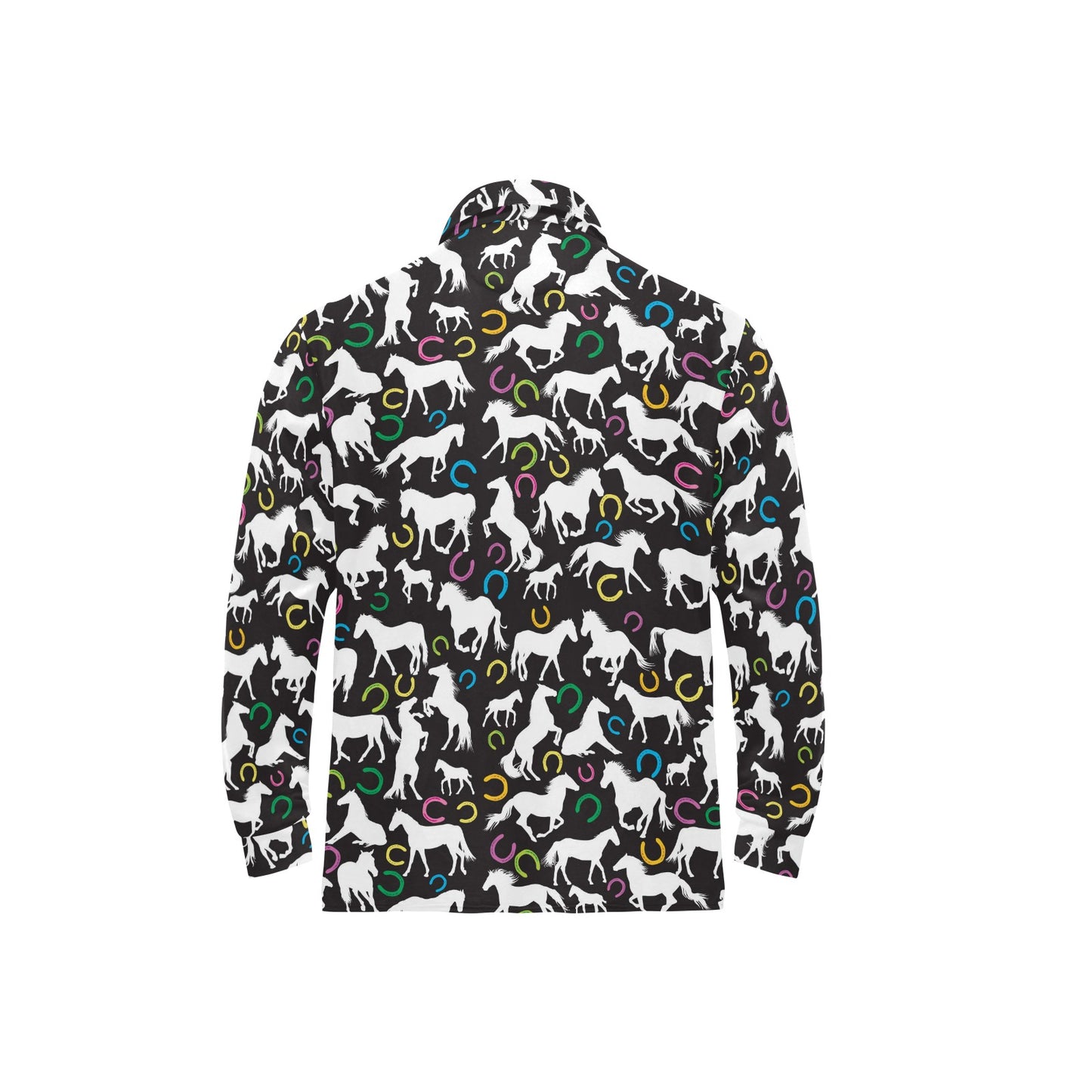 Horse Hoof Colorful Print Design LKS301 Long Sleeve Polo Shirt For Men's