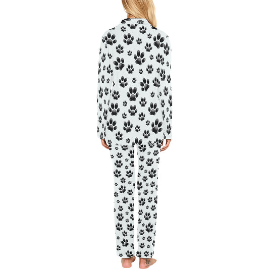 Paw Themed Print Women's Long Pajama Set