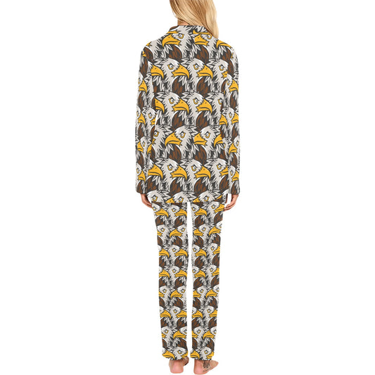 Eagles Head Pattern Women's Long Pajama Set