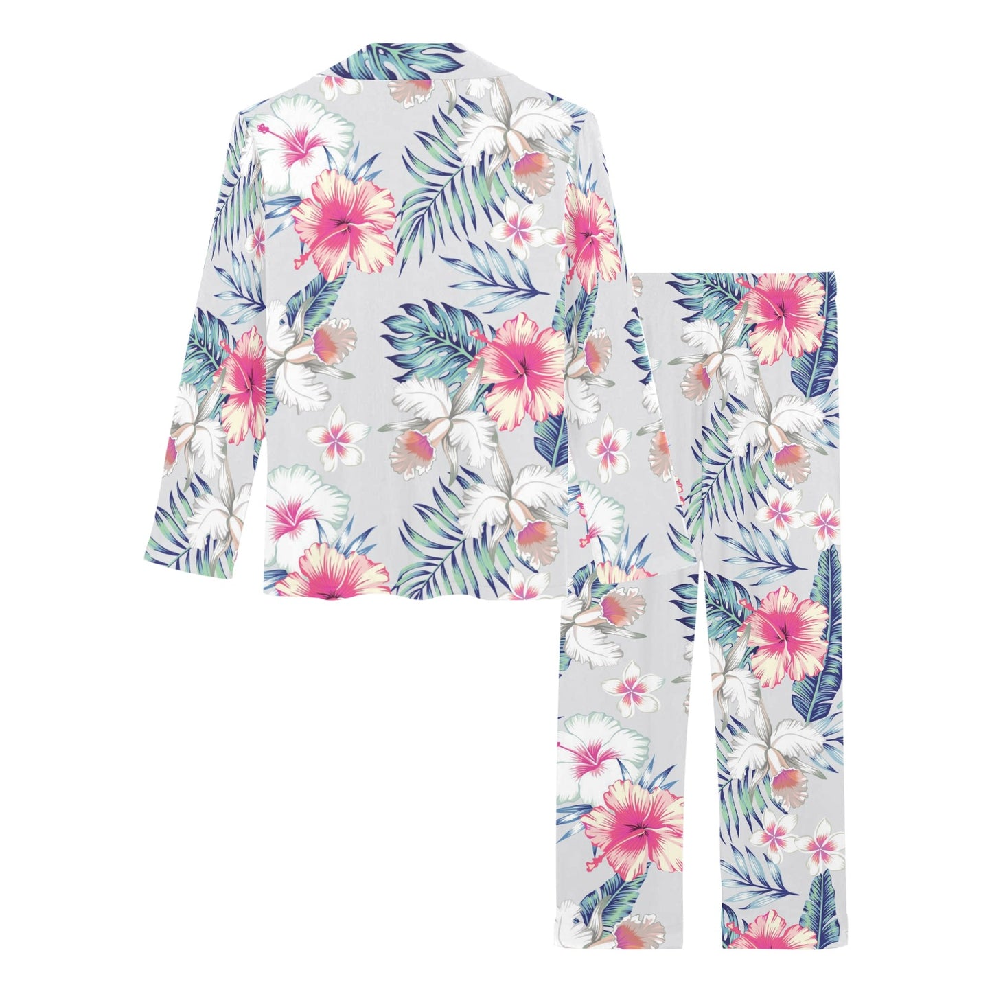 Hibiscus Print Women's Long Pajama Set