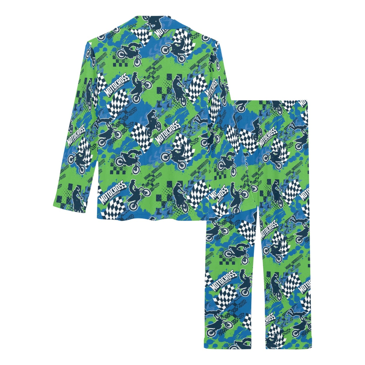Motocross Pattern Print Design 04 Women's Long Pajama Set