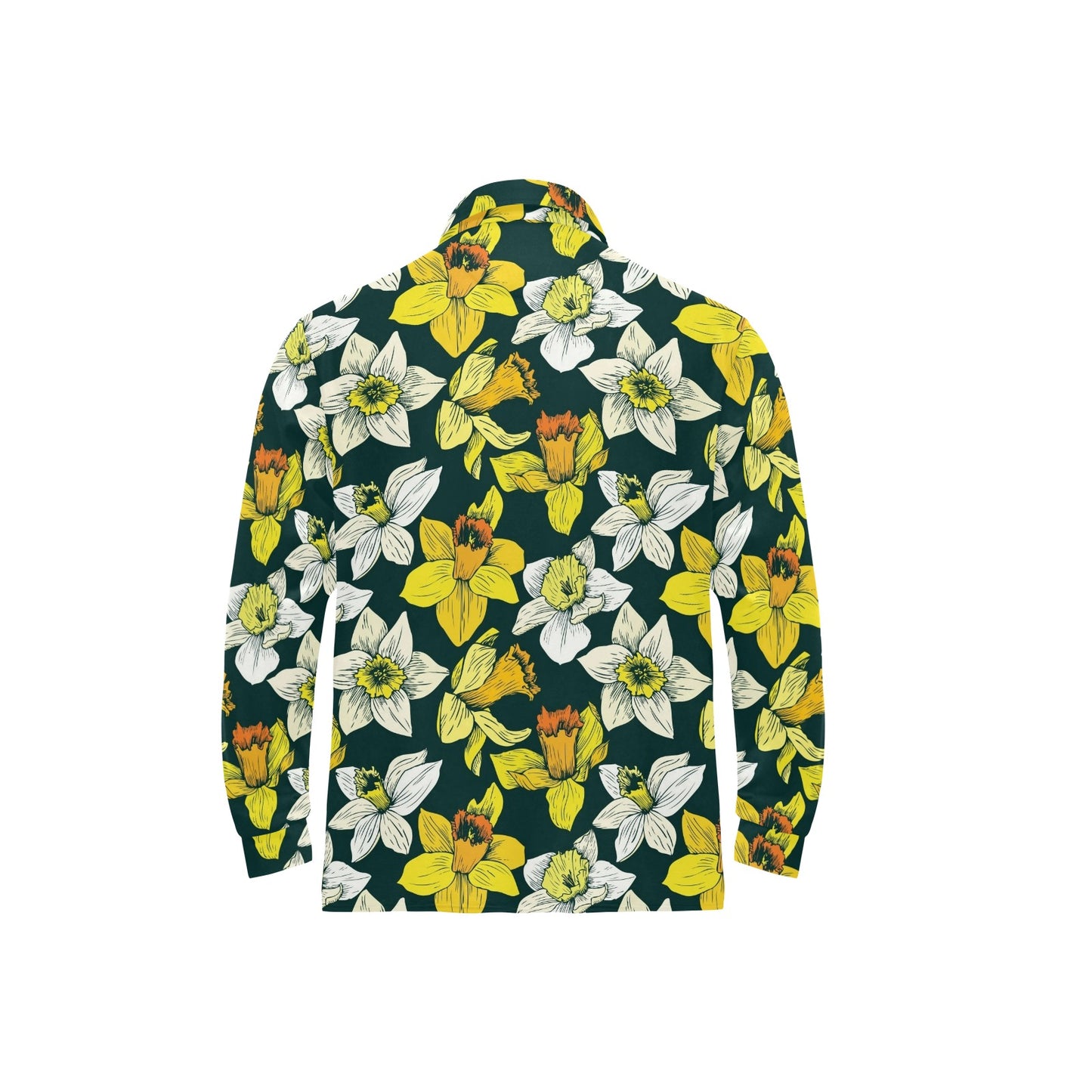 Daffodils Pattern Print Design DF02 Long Sleeve Polo Shirt For Men's