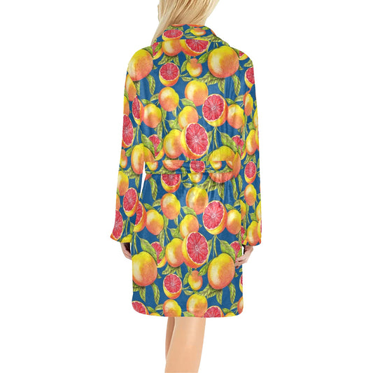 Grapefruit Pattern Print Design GF04 Women's Fleece Robe